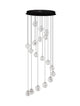 Ifos LED Pendelleuchte 18-flammig Ø 55cm 3000K Schwarz, moderne Leuchte mit kristallenen Elementen.