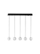 Ifos LED Pendelleuchte Balken 62cm 5-flammig 3000K Schwarz mit sandgeschwärztem Aluminium und glasklarem Acryl.