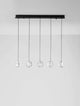 Ifos LED Pendelleuchte Balken 62cm 5-flammig 3000K Schwarz mit transparenten Leuchtkörpern