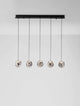 Ifos LED Pendelleuchte Balken 62cm 5-flammig 3000K Schwarz mit fünf pendelnden Leuchtkörpern.