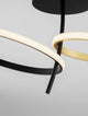 Imar LED Deckenleuchte 2-flammig Ø 51cm 3200K Schwarz, Gold mit geschwungenen Leuchtstreifen.