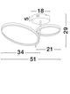 Imar LED Deckenleuchte 2-flammig Ø 51cm 3200K Schwarz, Gold - technische Zeichnung und Abmessungen.