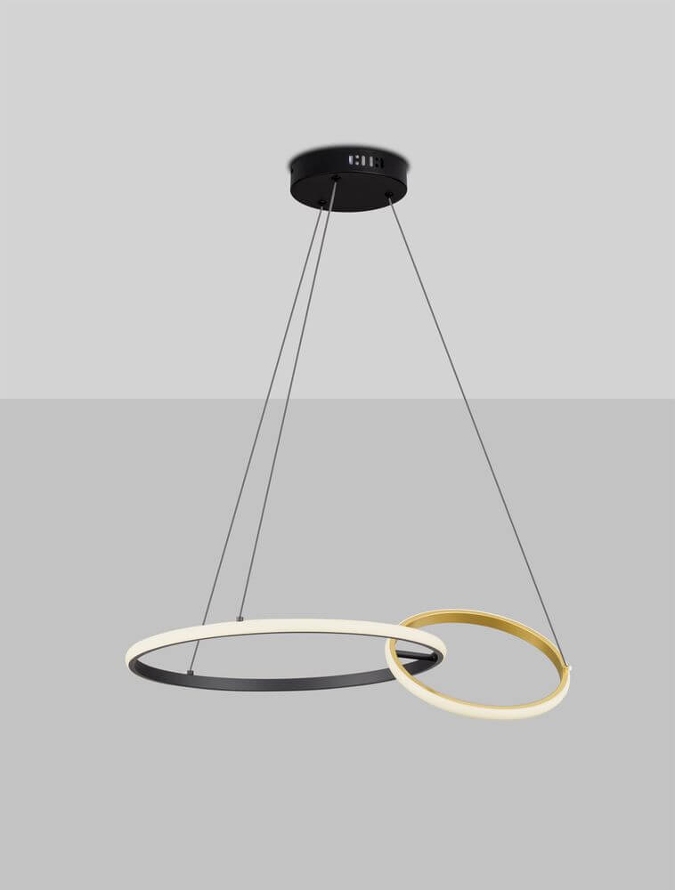 Imar LED Pendelleuchte 2-flammig Ø 63cm 3200K Schwarz, Gold in modernem Design.