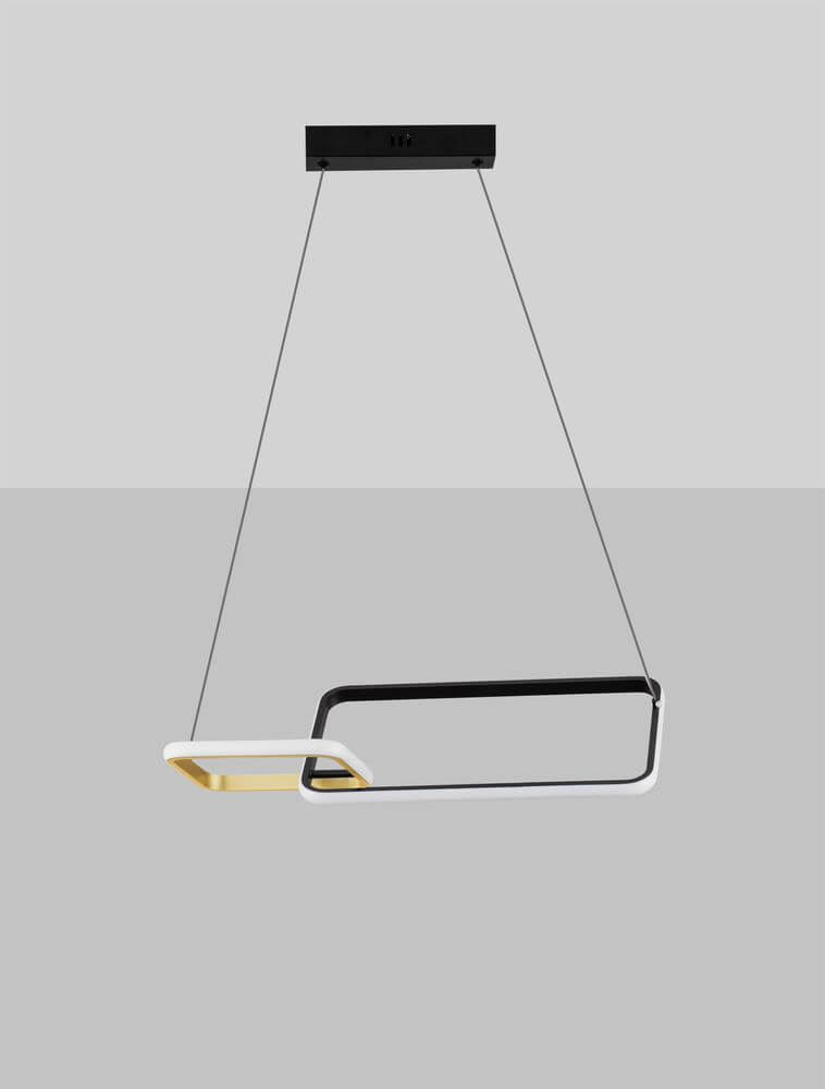 Imar LED Pendelleuchte Rechteckig 2-flammig 3200K Schwarz, Gold in modernem Design.