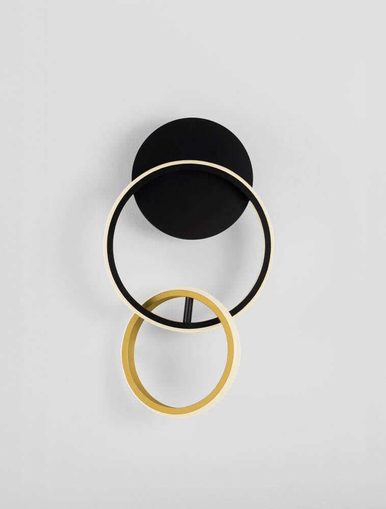 Imar LED Wandleuchte 2-flammig Ø 21cm 3200K Schwarz, Gold in modernem Design