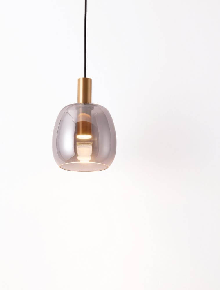 Imatia Pendelleuchte Ø 16cm 3000K Gold, Rauch – moderne Beleuchtung mit eleganter, rauchfarbener Glasgestaltung.