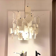 Ingo Maurer Zettel'Z 6 pendant lamp with special length, creative lamp with handwritten notes.