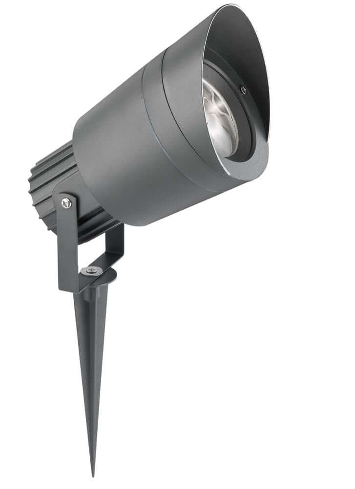 Inside Außenspießleuchte Rund GU10 Dunkelgrau IP54 in elegantem Design mit Spitze zur Bodenmontage.