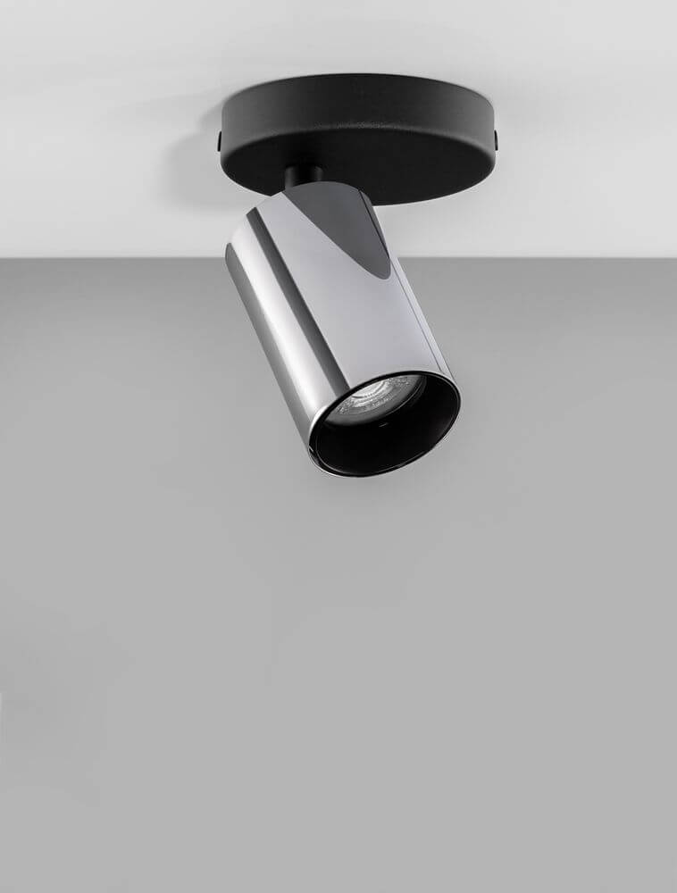 Inus Deckenleuchte Versetzt Ø 5,7cm Schwarz, Chrom – elegante LED Deckenspot Illustration