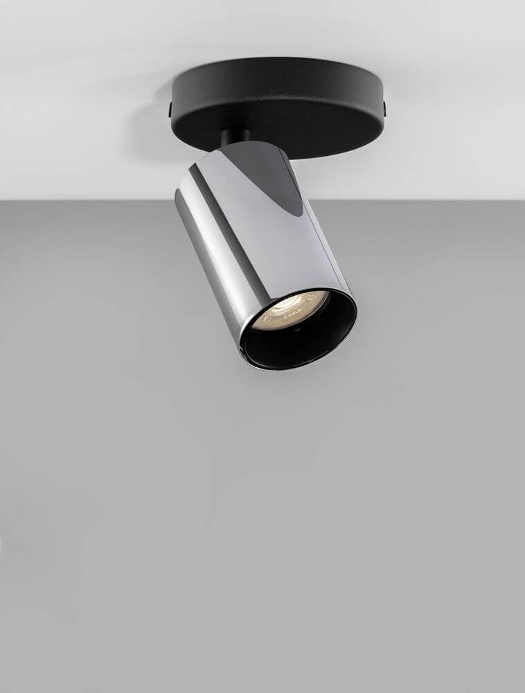 Inus Deckenleuchte Versetzt Ø 5,7cm Schwarz, Chrom: eleganter LED Deckenspot in Schwarz und Chrom Design.