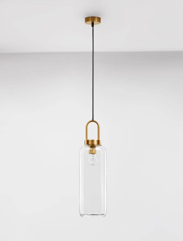 Irvine Pendelleuchte Ø 15,5cm Gold, Transparent mit modernem Design und robuster Bauweise.