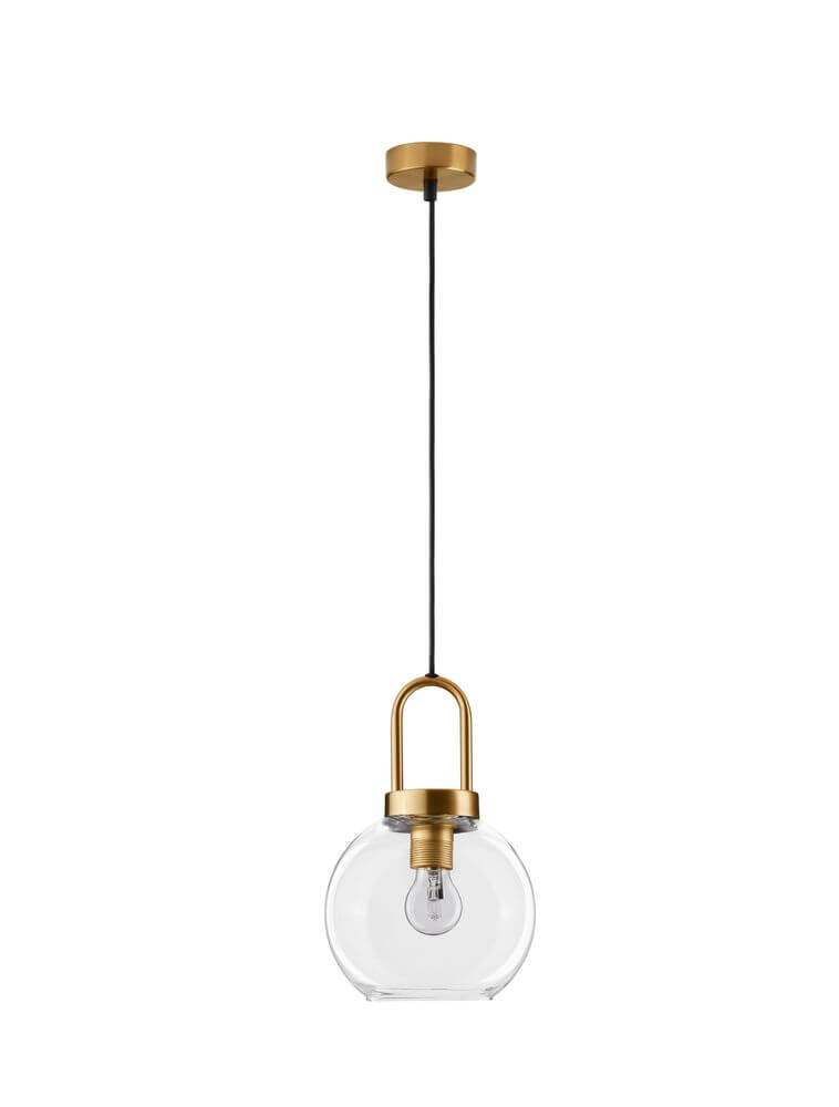 Irvine Pendelleuchte Ø 20cm Gold, Transparent - moderne Leuchte mit bronze und klarem Glas für stilvolle Innenräume.