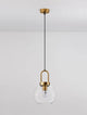 Irvine Pendelleuchte Ø 20cm Gold, Transparent an Decke mit klarem Glas und goldener Halterung.