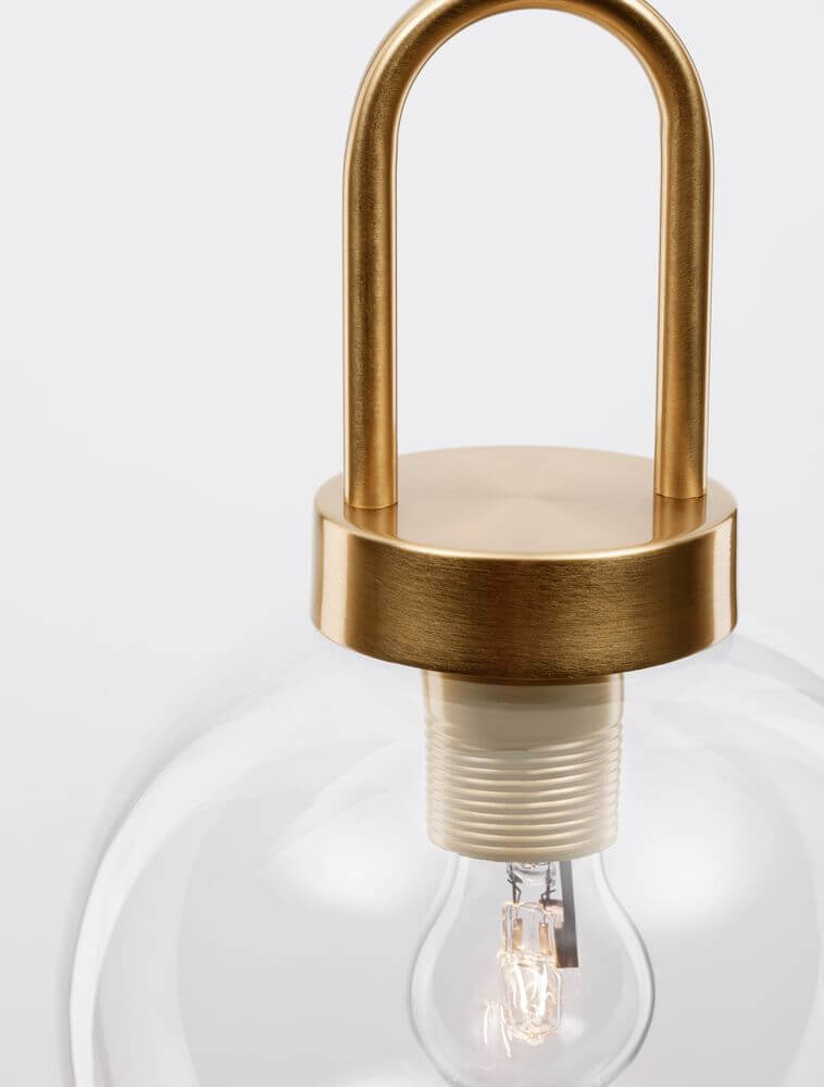 Irvine Pendelleuchte Ø 20cm Gold, Transparent mit hochwertigem Metall und Glasdesign, ideal für jeden Raum.