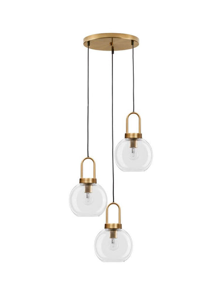 Suspension Irvine à 3 lumières Ø 30 cm Or, Transparent - luminaire moderne pour salle à manger, couloir ou salon