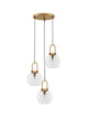 Irvine Pendelleuchte 3-flammig Ø 30cm Gold, Transparent - moderne Leuchte für Esszimmer, Flur oder Wohnzimmer