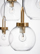Irvine Pendelleuchte Balken 97,5cm 4-flammig Gold, Transparent mit gläsernen Lampenschirmen