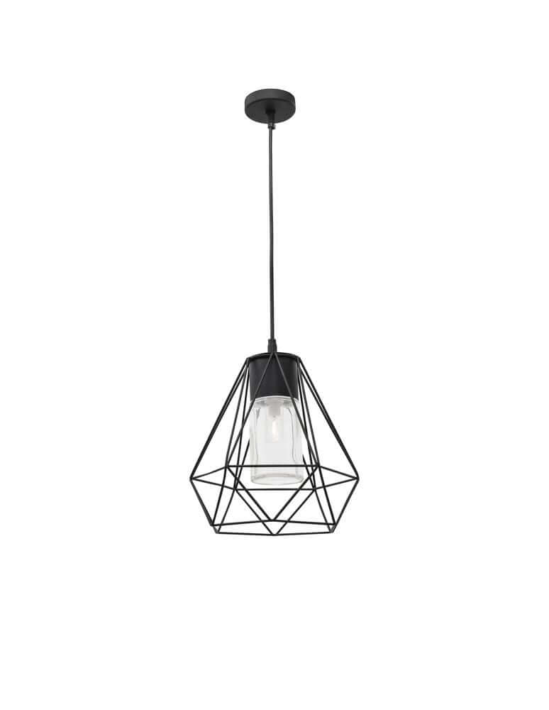 Isidora Außenhängeleuchte Schwarz IP54 – moderne Aluminium-Glas Außenlampe mit dekorativem Schirm, ideal für Terrasse oder Eingang