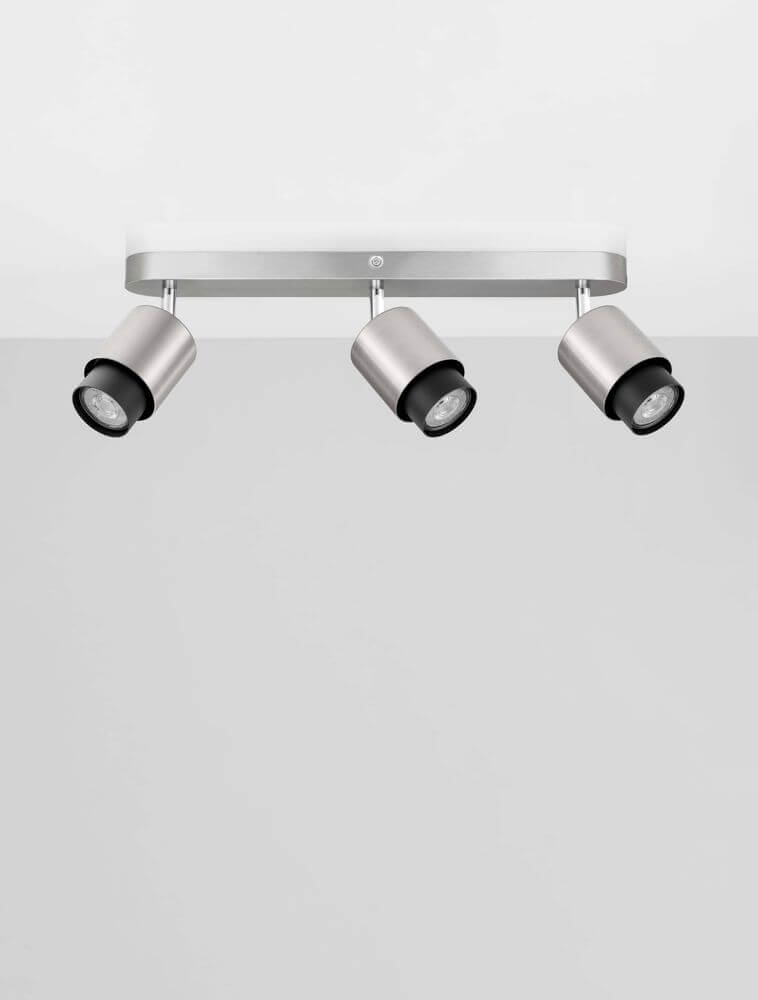 Ison Deckenleuchte GU10 3-flammig, moderne Deckenlampe mit drei schwenkbaren Spots in Aluminium.