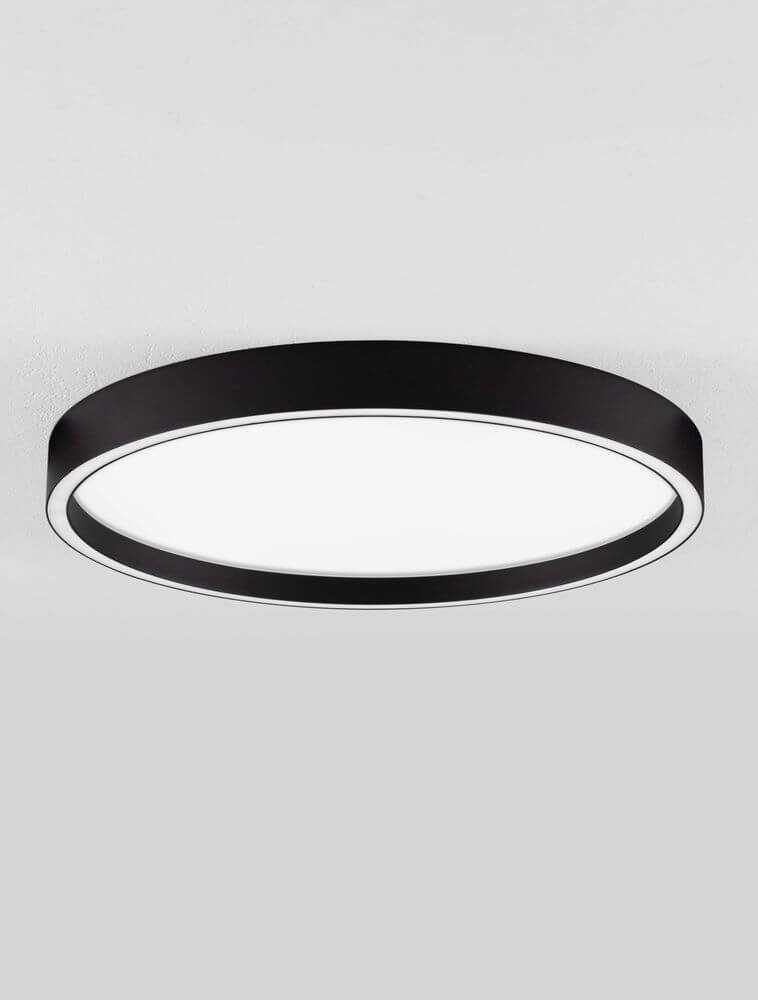 ISTOS Deckenleuchte Ø 50cm in Schwarz, dimmbar mit DIP-Switch-Funktion für individuelle Lichtfarbe.