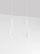 Joy LED Pendelleuchte 2-flammig 3000K mit modernem, geradlinigem Design und schlanken Leuchtenköpfen.