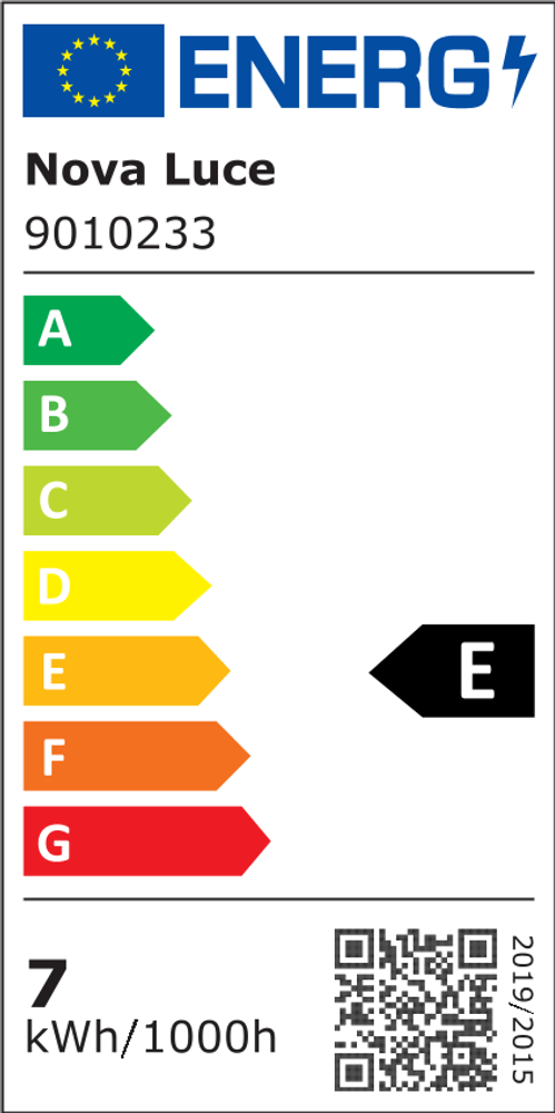 Energieeffizienzlabel von Nova Luce, Bewertung E, Verbrauch 7 kWh/1000h.