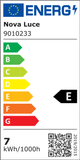 Energieeffizienzlabel von Nova Luce, Bewertung E, Verbrauch 7 kWh/1000h.