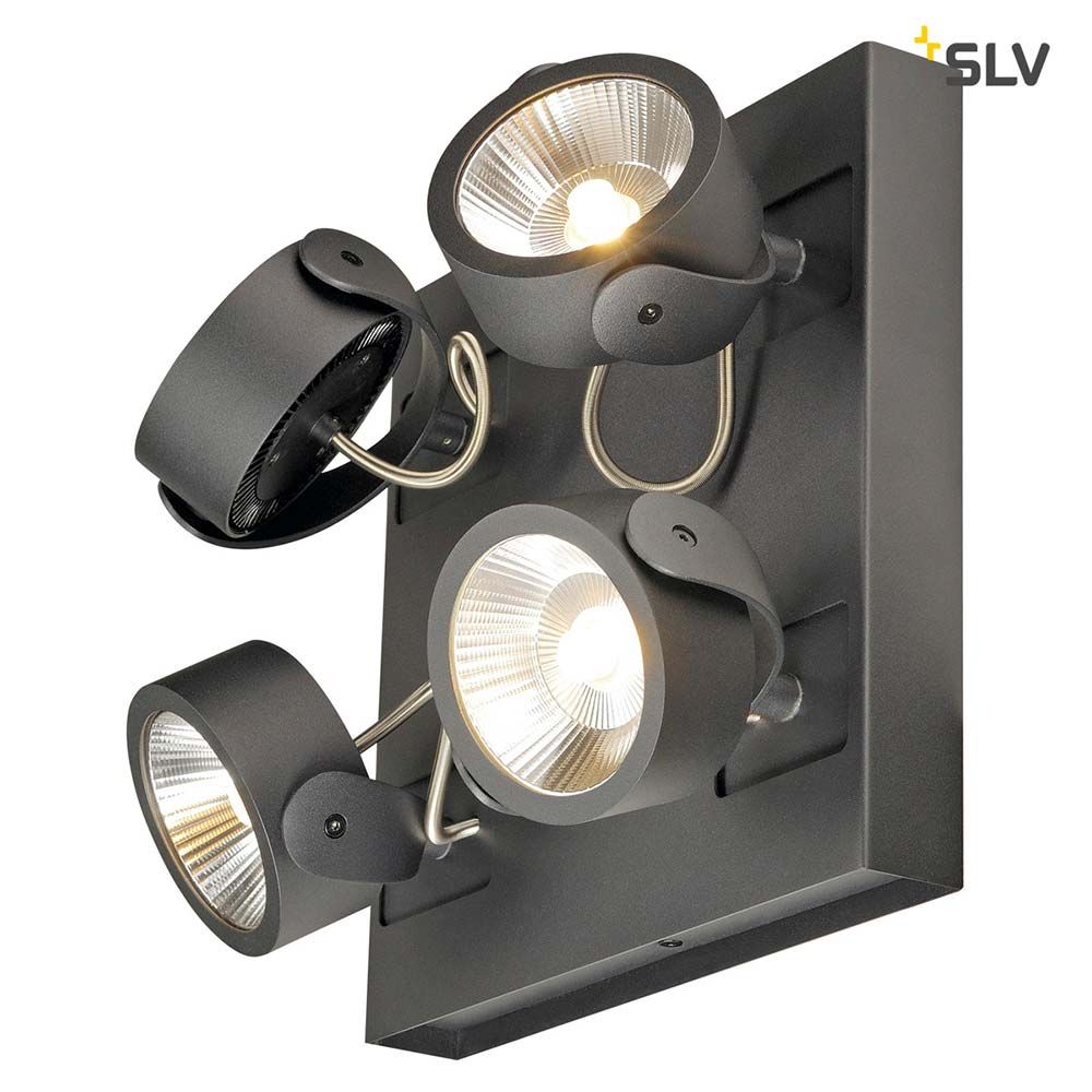 Kalu LED 4 Wand- und Deckenleuchte in Schwarz mit dimmbaren Hochleistungs-LEDs für vielseitige Beleuchtung.