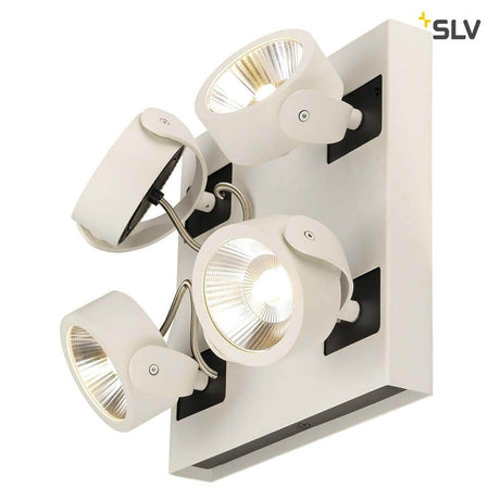 Kalu LED 4 plafonnier et applique murale Square blanc, noir 3000K avec têtes d’éclairage orientables.