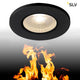 Kamuela Eco LED Fire-Rated Deckeneinbauleuchte Schwarz 3000K IP65 mit feuerfestem Design.