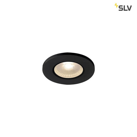 Kamuela Eco LED Fire-Rated recessed ceiling light black 3000K IP65 with warm white LED in aluminium and plastic.