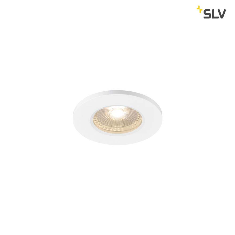 Kamuela Eco LED Deckeneinbaulampe in Weiß mit warmweißer 3000K LED für Dimmfunktion und IP65 Schutz.