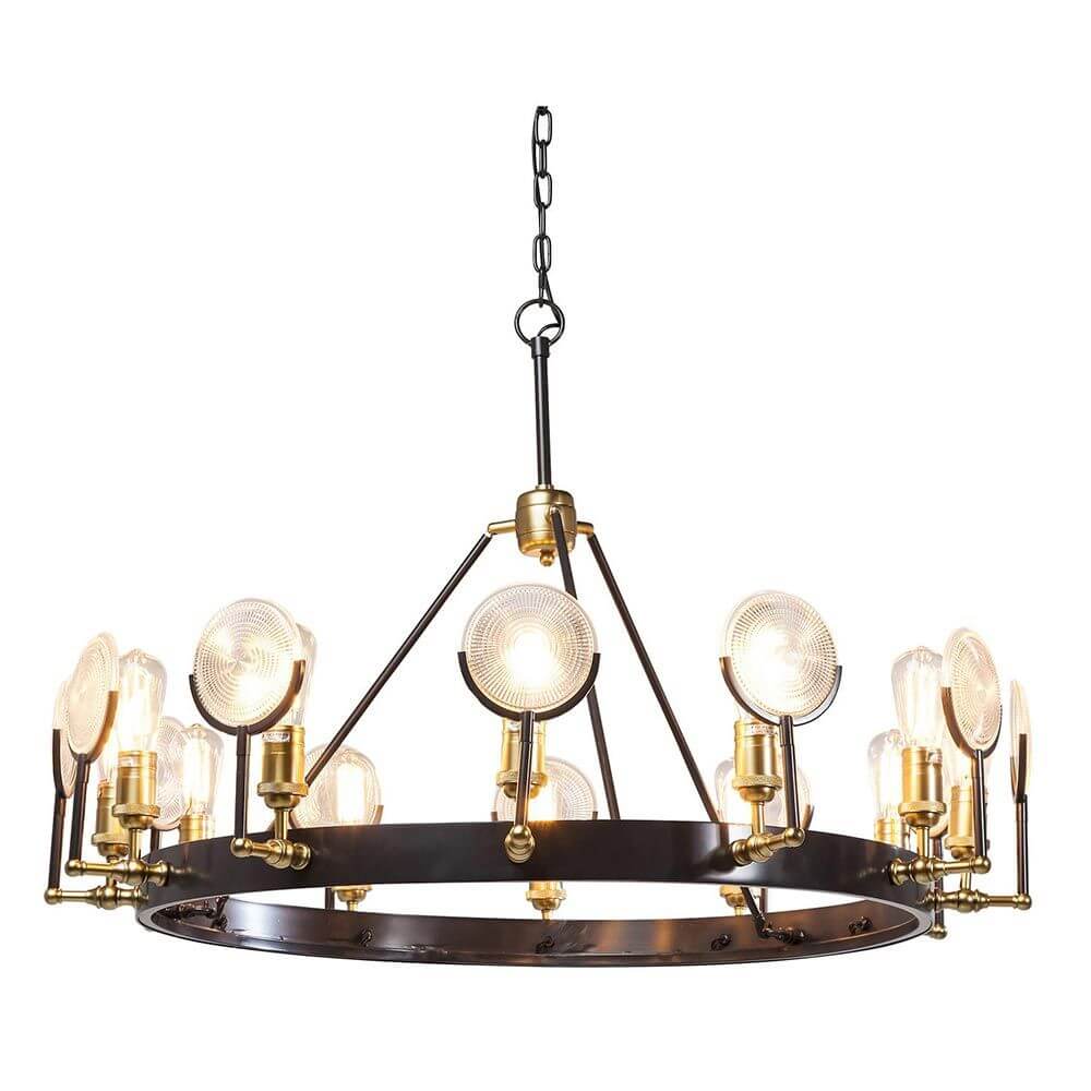 Hängeleuchte Lighthouse Twelve im Industriedesign mit goldenen Elementen und Industrie-Feeling.
