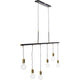 Hängeleuchte Pole Black Six mit sechs Glühbirnen und schwarzem Design für stilvolle Beleuchtung.