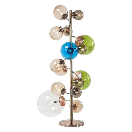 Ball gulvlampe Balloon Colore 160cm med farverige akrylskærme og kobbermalet fod