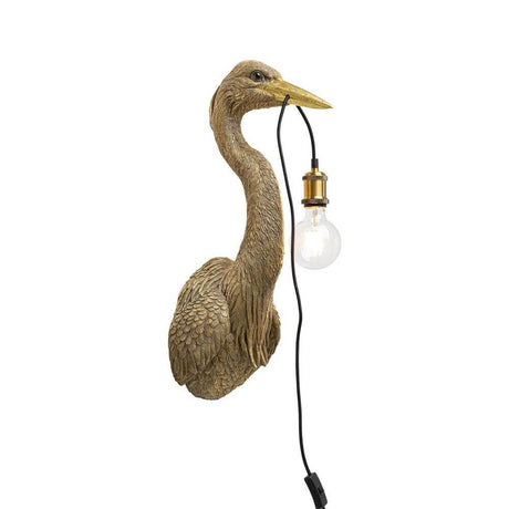 Heron væglampe i form af en hejre med en pære, kreativ vægbelysning til ethvert rum.