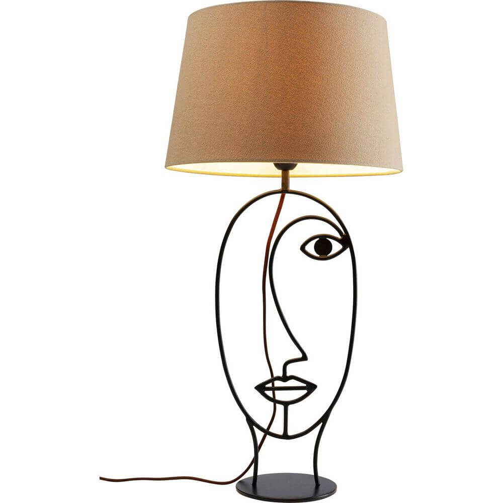 Stilvolle Tischleuchte "Face Wire Nature" mit modernem Design und freundlichem Gesicht, ideal für jeden Wohnstil.