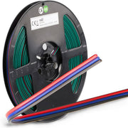 CCT 3-poliges Kabel 10m Rolle 0,75mm² grün-rot-blau auf schwarzer Spule, Frontalansicht