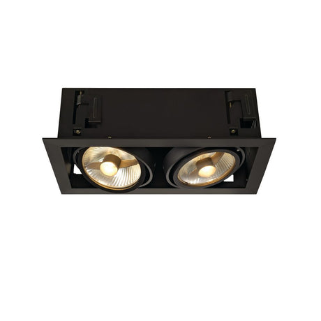 Kadux 2 ES111 Downlight eckig Schwarz max. 2x50W, schwarzes 2-flammiges Einbaudownlight