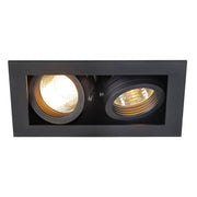 Kadux 2 GU10 Downlight eckig Schwarz max. 2x50W, schwarzes LED Einbauleuchten-Downlight mit 2 schwenkbaren Spots