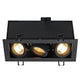 Kadux 3 GU10 Downlight eckig Schwarz max. 3x50W mit kardanisch schwenkbaren Lampenhaltern.