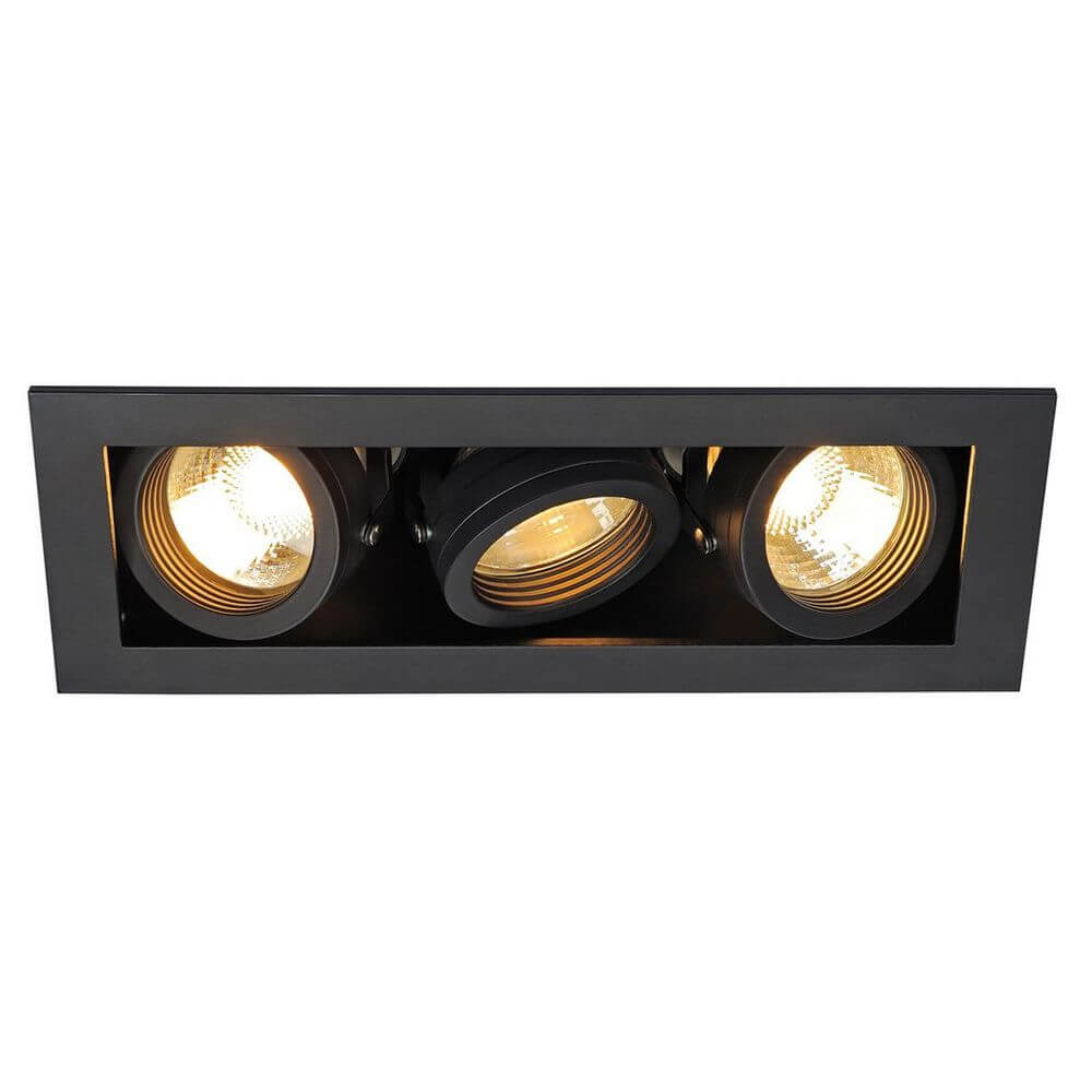 Kadux 3 GU10 Downlight eckig Schwarz max. 3x50W mit modernem Design und kardanisch schwenkbaren Lampenhaltern.