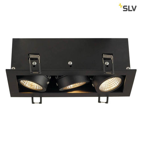 Kadux LED Triple DL Set Black 38° 3000K incl. driver - elegant black recessed lights with three adjustable spots