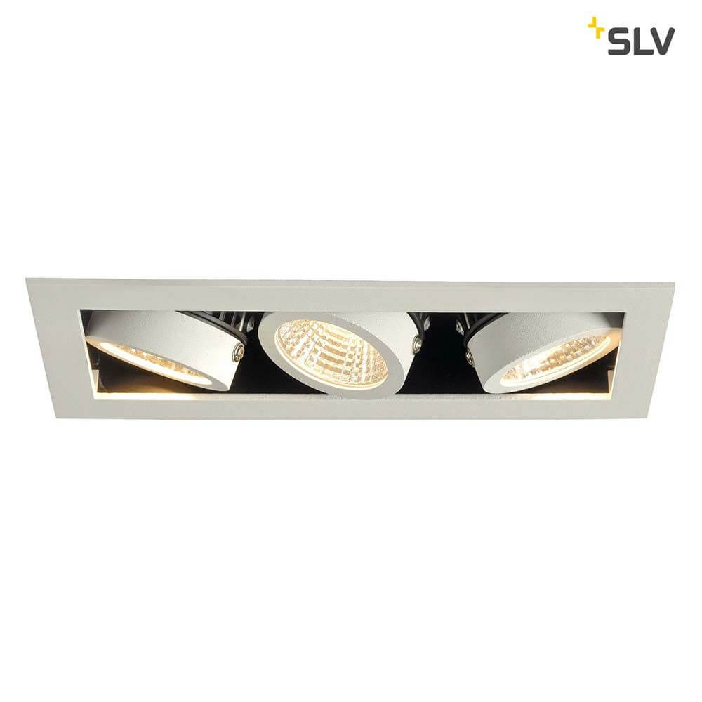 Kadux LED Triple DL Set Weiß 38° 3000K inkl. Treiber in minimalistischer Deckenleuchte mit drei LED Spots.