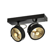 Kalu 2 QPAR Deckenleuchte schwarz ES111 max. 2x75W, drehbare Deckenlampe mit 2 Spots