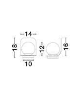 Maßzeichnung der Kamen Tischleuchte E14 mit Ø 14cm, zeigt designbezogene Dimensionen und Proportionen.