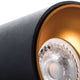 Deckenspot GU10 Ø 8,5cm Riti Schwarz, Goldfarben Detailaufnahme der Leuchte mit schwarzem Gehäuse und goldenem Innenring.