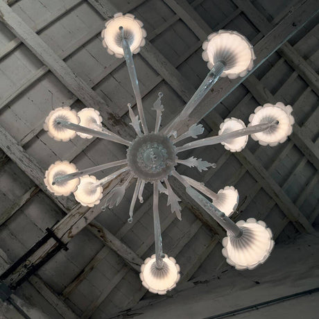 Karman Au Revoir lustre 1 blanc vu de dessous, avec un design élégant et une lumière douce.