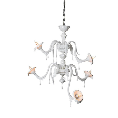 Karman Au Revoir chandelier 5-light white with elegant design and soft lines for any living area.