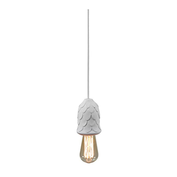Karman Sherwood Hängeleuchte Weiß, handgefertigte Design-Hängelampe aus Keramik im Nuss-Look mit Edison-Leuchtmittel